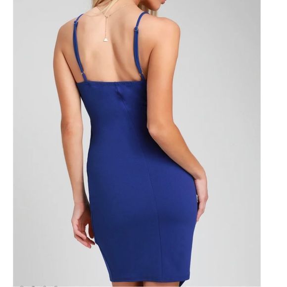 Lulus Keep on Flourishing Blue Ruffled Asymmetrical Bodycon Dress XL‎ - Picture 4 of 10